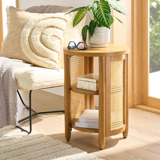 WALMART: Better Homes & Gardens Springwood Caning Side Table, Light Honey Finish