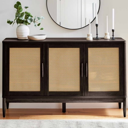 Better Homes & Gardens Springwood Caning Sideboard, Charcoal Finish