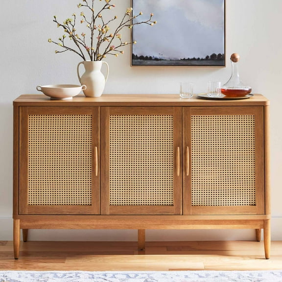 Better Homes & Gardens Springwood Caning Sideboard, Light Honey Finish