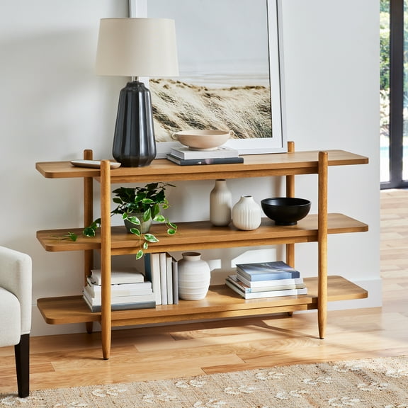 Better Homes & Gardens Springwood Horizontal Bookcase, Light Honey Finish