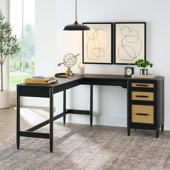 Better Homes & Gardens Springwood L-Shape Desk, Charcoal Finish