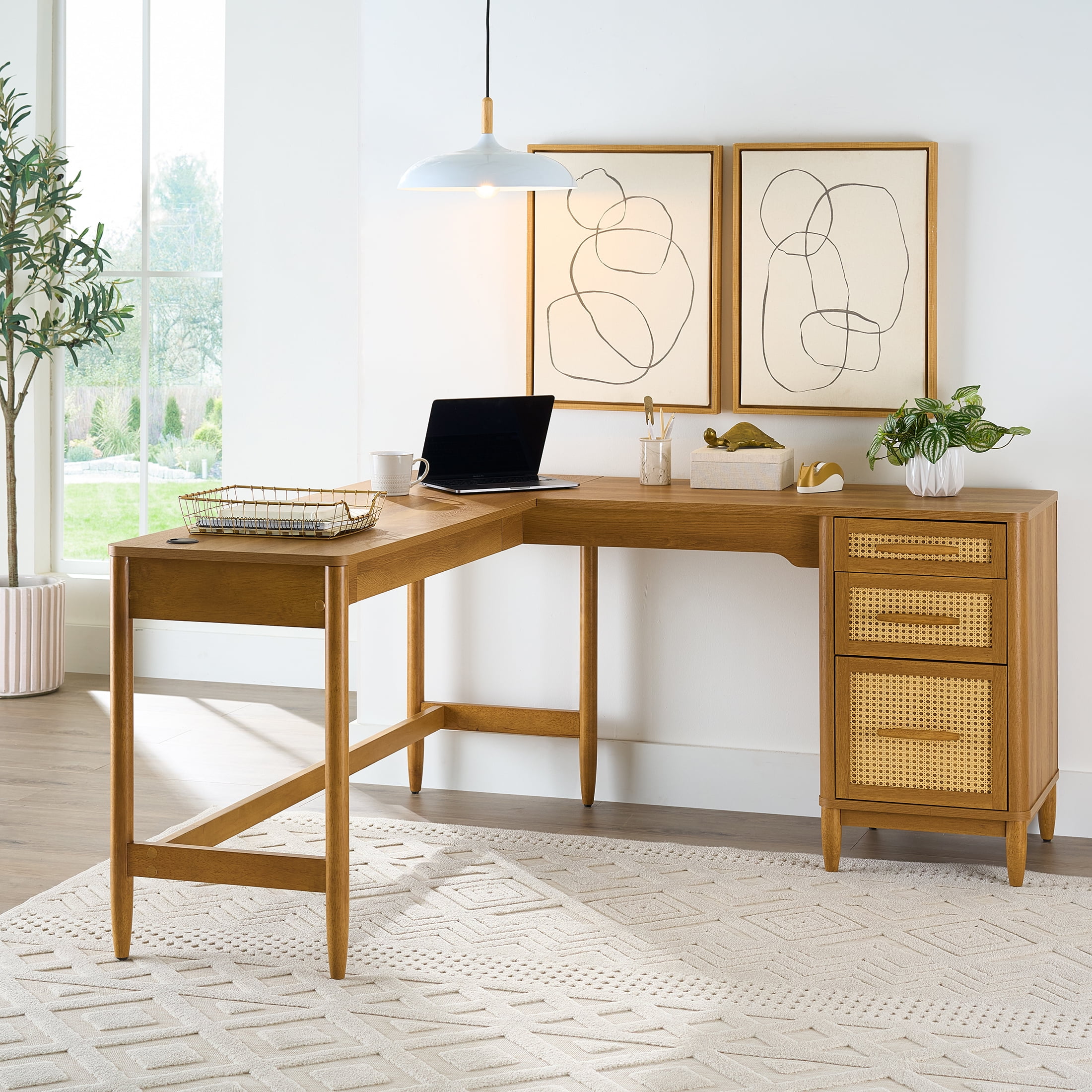 Better Homes & Gardens Lillian Fluted L-Shape Desk for Home Better Homes & Gardens Lillian Fluted L-Shape Desk for Home