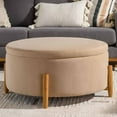 thumbnail image 1 of Better Homes & Gardens Springwood Round Storage Ottoman, Beige Velvet, 1 of 11