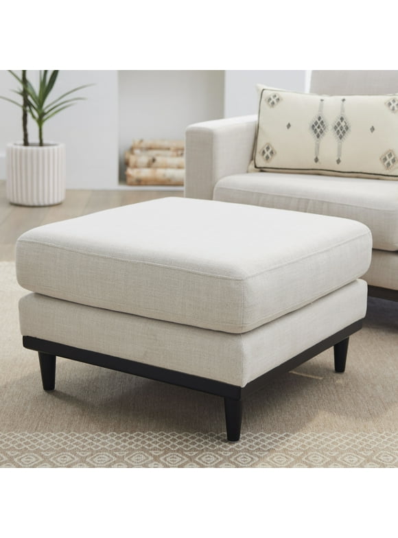 Better Homes & Gardens Springwood Square Wood Frame Ottoman, Charcoal Finish