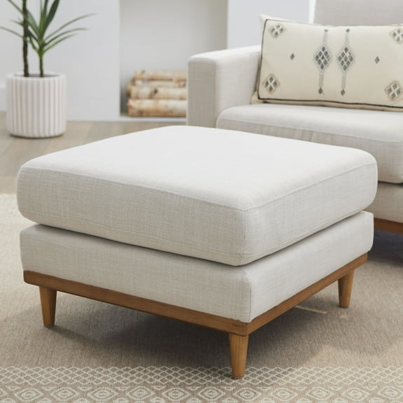 Better Homes & Gardens Springwood Square Wood Frame Ottoman, Light Honey Finish