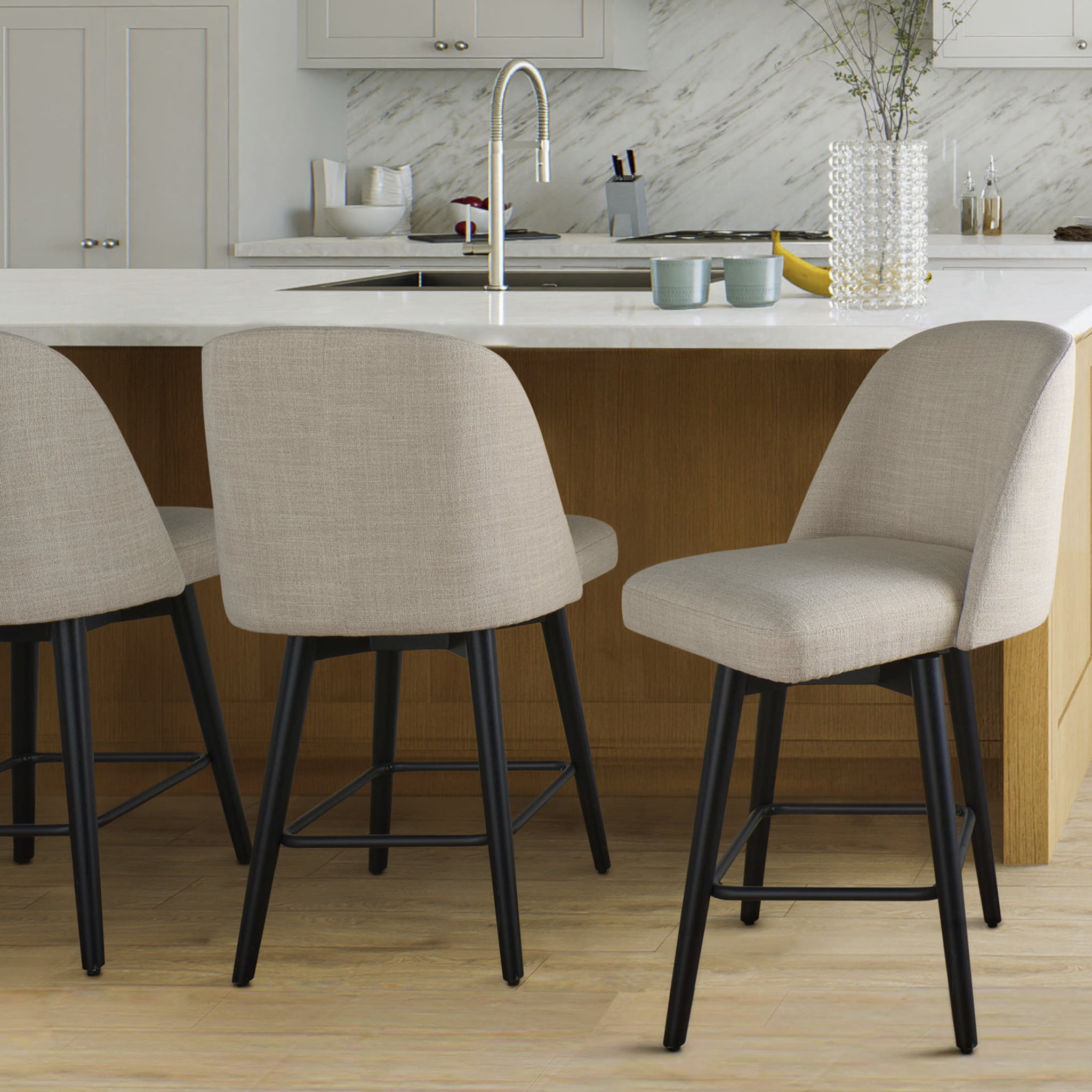 Better Homes & Gardens Springwood Swivel Barstool, Set of 2, Charcoal