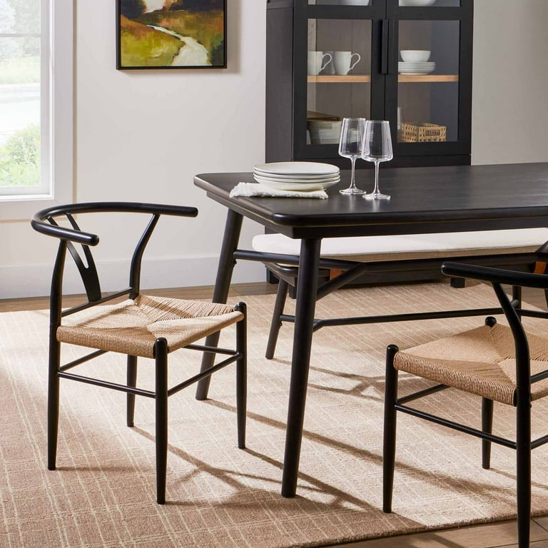Better Homes Gardens Springwood Wishbone Chair 2 Pack Metal Base with Black Finish