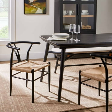 Better Homes & Gardens Springwood Wishbone Chair, Metal Base with Black Finish, 2 Pack