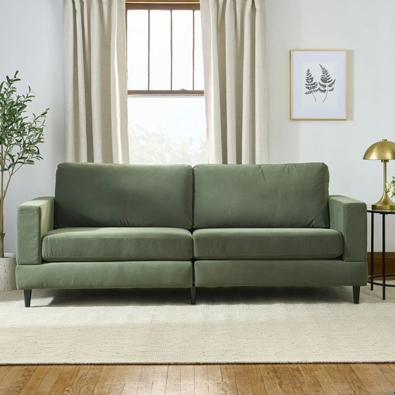 Better Homes & Gardens Springwood Wood Frame 83.46" Couch, Olive Velvet