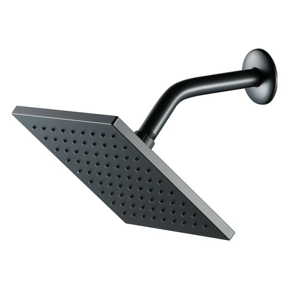 Better Homes & Gardens 1-Setting 8 in. Square Rain Showerhead in Matte Black