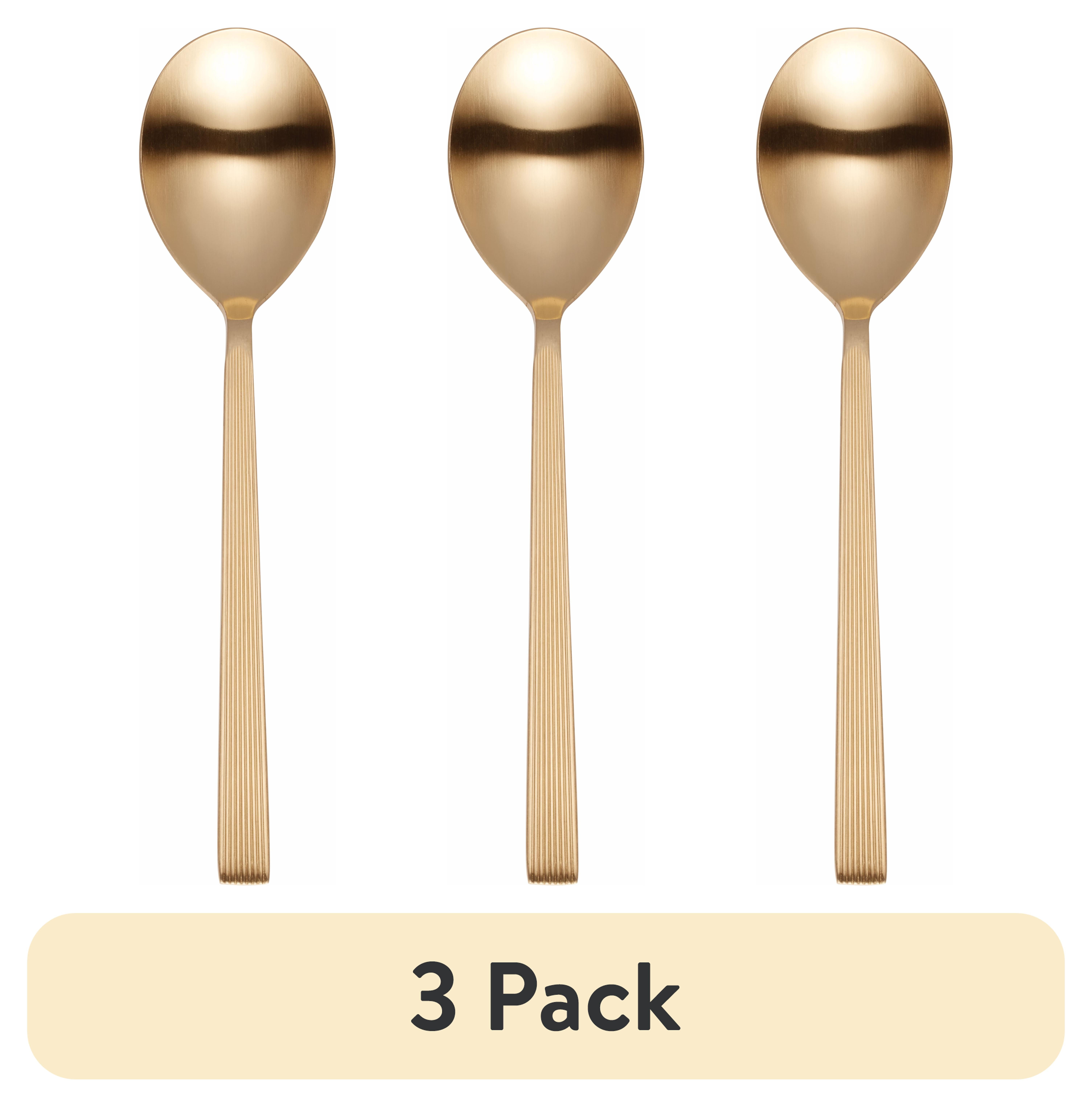 (3 pack) Better Homes & Gardens Stainless Steel Serving Spoon, Gold, Casual