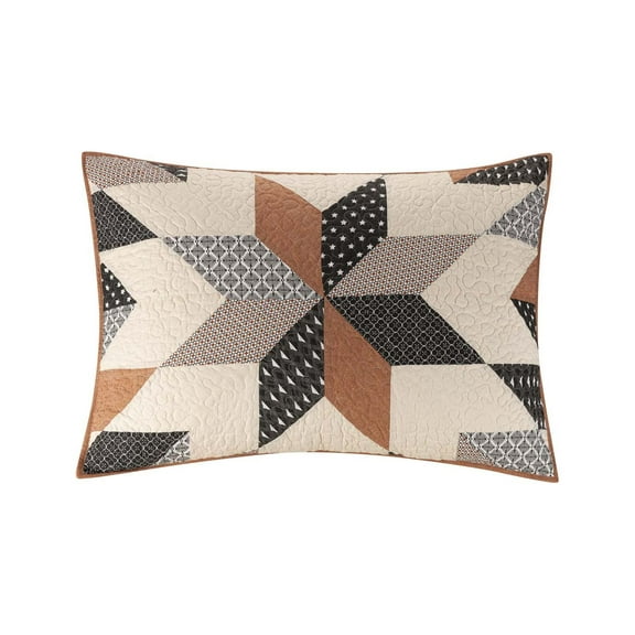 Better Homes & Gardens Starburst Patchwork Cotton Pillow Shams, Off-White, King, 2 Pack, All Ages