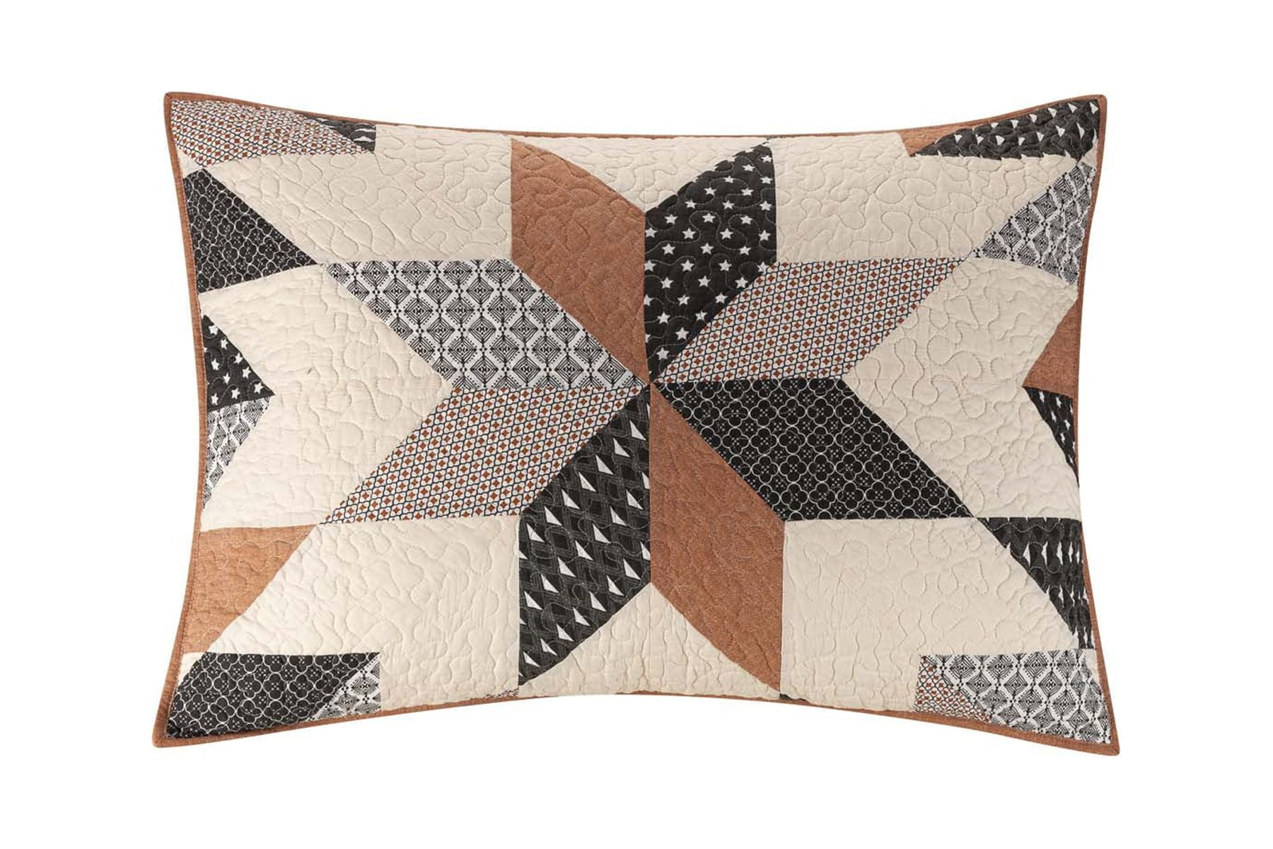Better Homes & Gardens Starburst Patchwork Cotton Pillow Shams, Off-White, Standard, 2 Pack, All Ages - Walmart.com