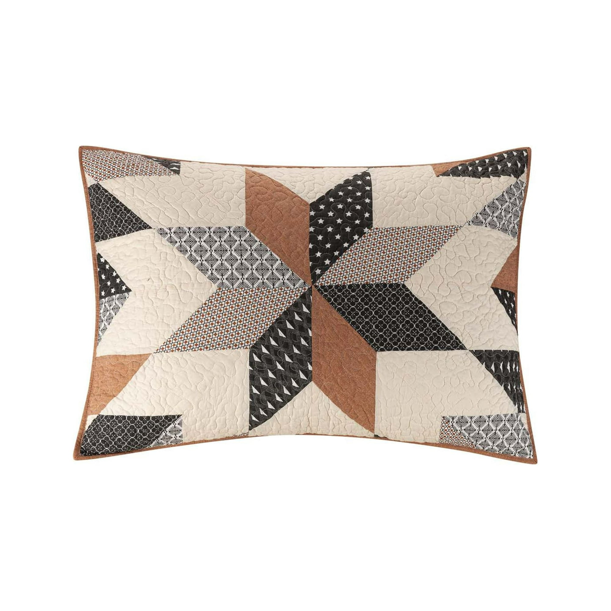 Better Homes & Gardens Starburst Patchwork Cotton Pillow Shams, Off-White, Standard, 2 Pack, All Ages