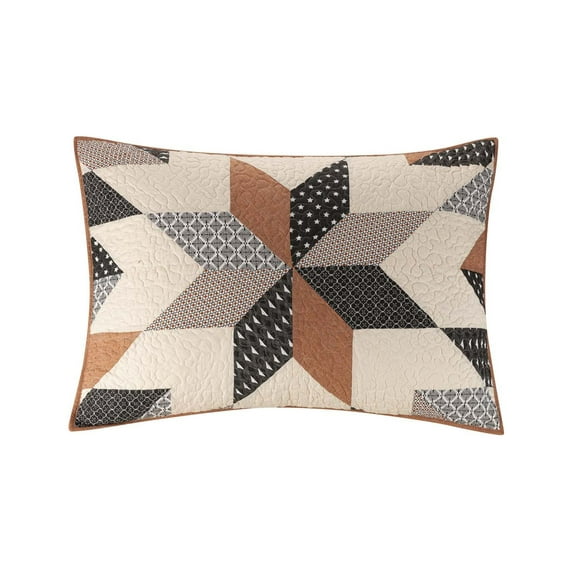 Better Homes & Gardens Starburst Patchwork Cotton Pillow Shams, Off-White, Standard, 2 Pack, All Ages