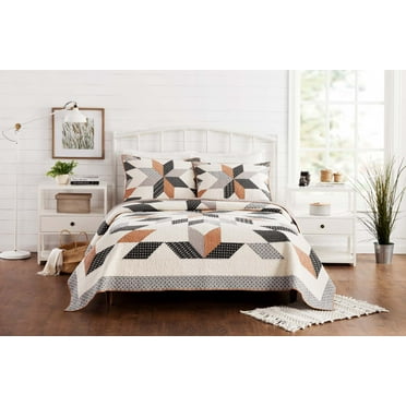 Better Homes & Gardens Starburst Cotton Quilt, Off-White, Full/Queen