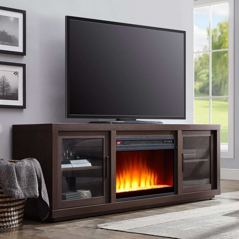 Contemporary entertainment sale center with fireplace