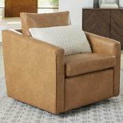 Better Homes & Gardens Steele Swivel Accent Chair, Camel Faux Leather
