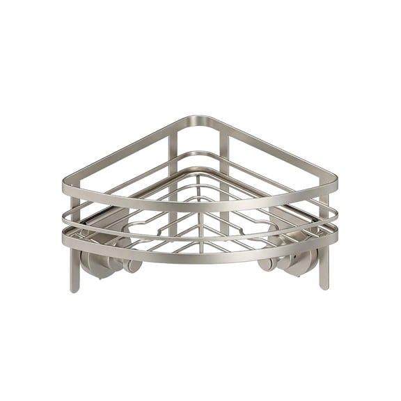 Better Homes & Gardens StyleGrip™ Corner Suction Mount Shower Caddy w/Hooks, Satin Nickel