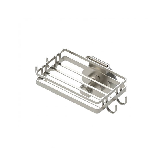 Better Homes & Gardens StyleGrip™ Suction Mount Soap Dish w/ Hooks, Satin Nickel