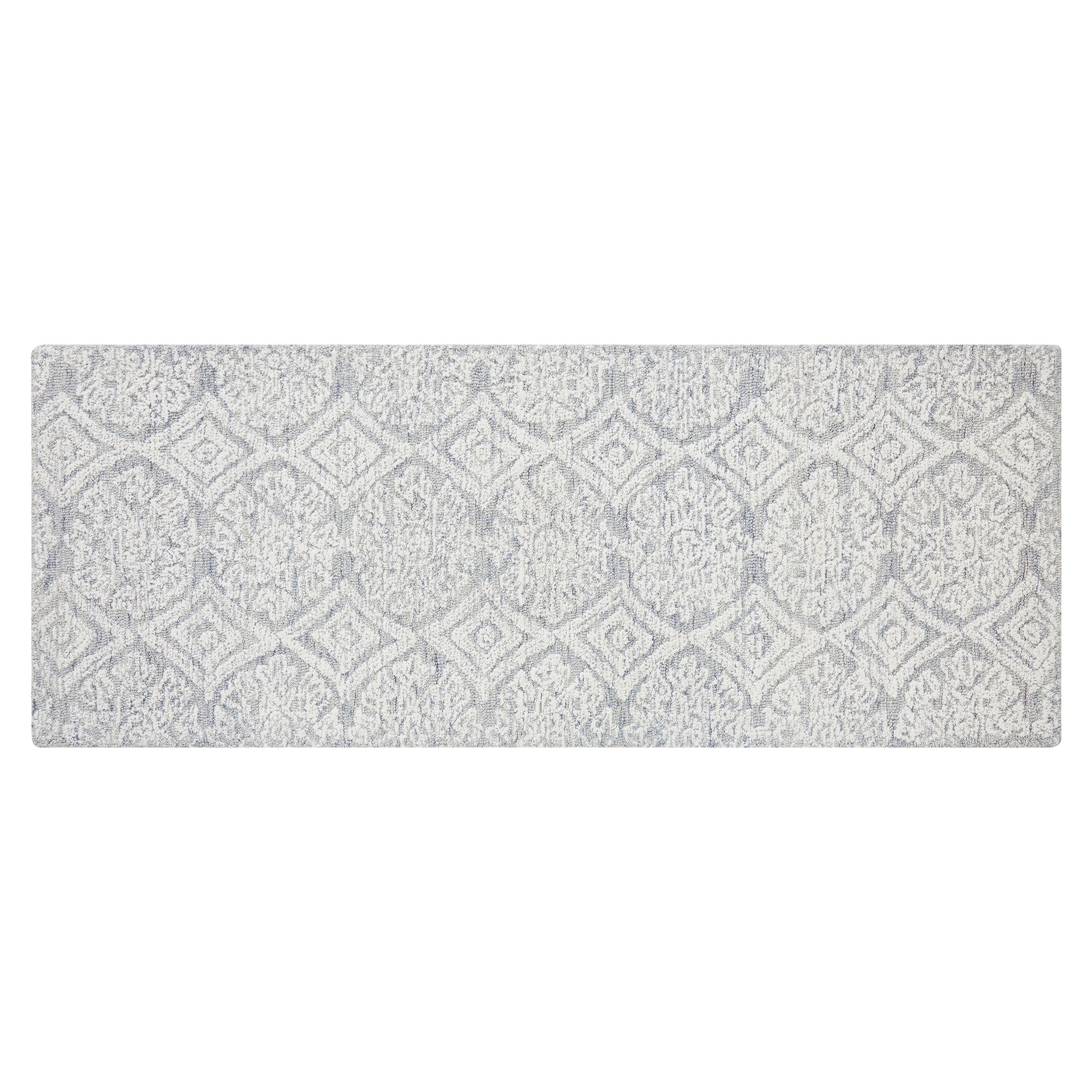 Better Homes & Gardens Suzani Light Grey Medallion Wool Indoor Rug Runner, 2.5' x 7'