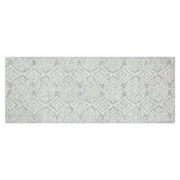 Better Homes & Gardens Suzani Light Grey Medallion Wool Indoor Rug Runner, 2.5' x 7'