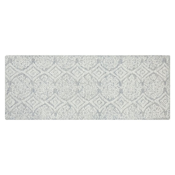 Better Homes & Gardens Suzani Light Grey Medallion Wool Indoor Rug Runner, 2.5' x 7'