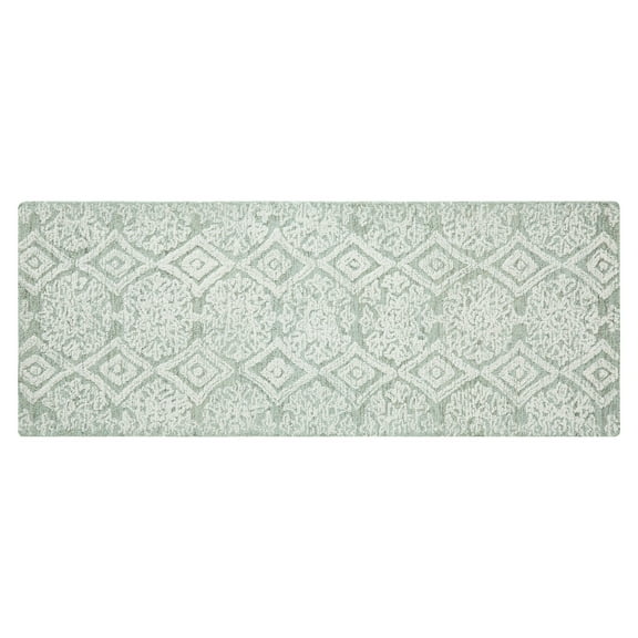 Better Homes & Gardens Suzani Muted Green Medallion Wool Indoor Rug Runner, 2.5' x 7'