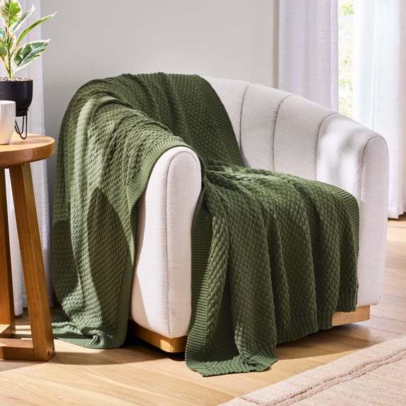 Better Homes & Gardens Sweater Knit Oversized Throw Blanket, Cypress Tree, 50 x 72 in