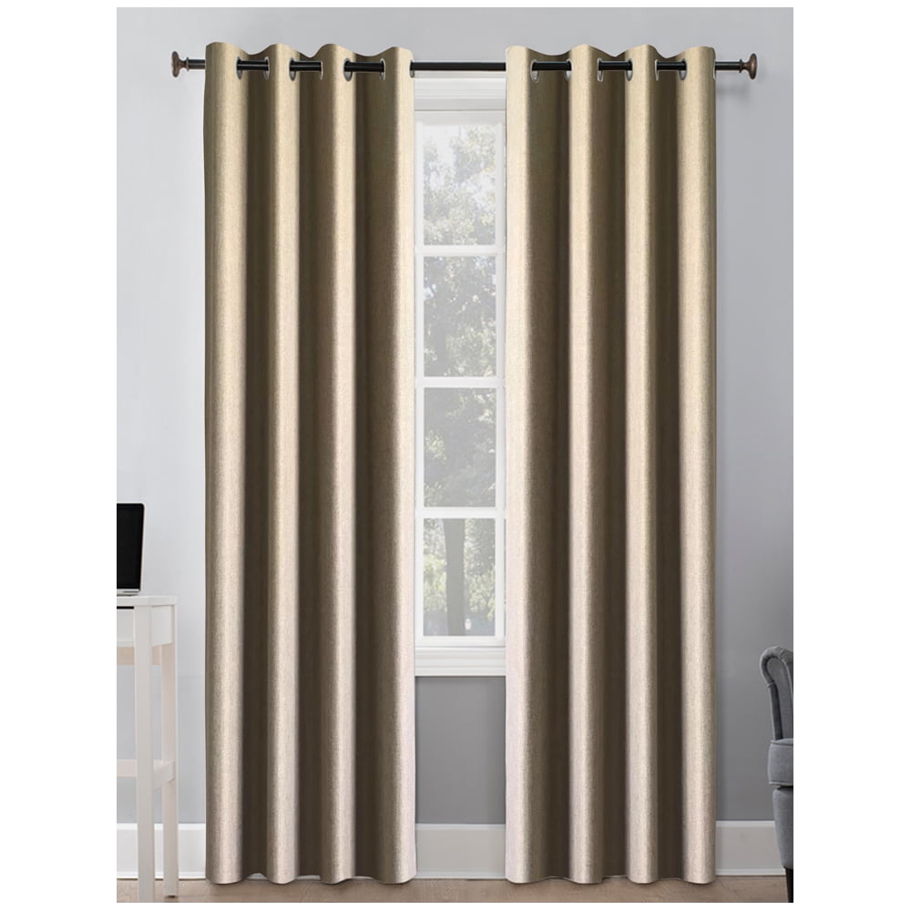 Better Homes & Gardens Solid Herringbone Blackout Curtain Panel, 1 Panel, Brown, 50" W x 108” L