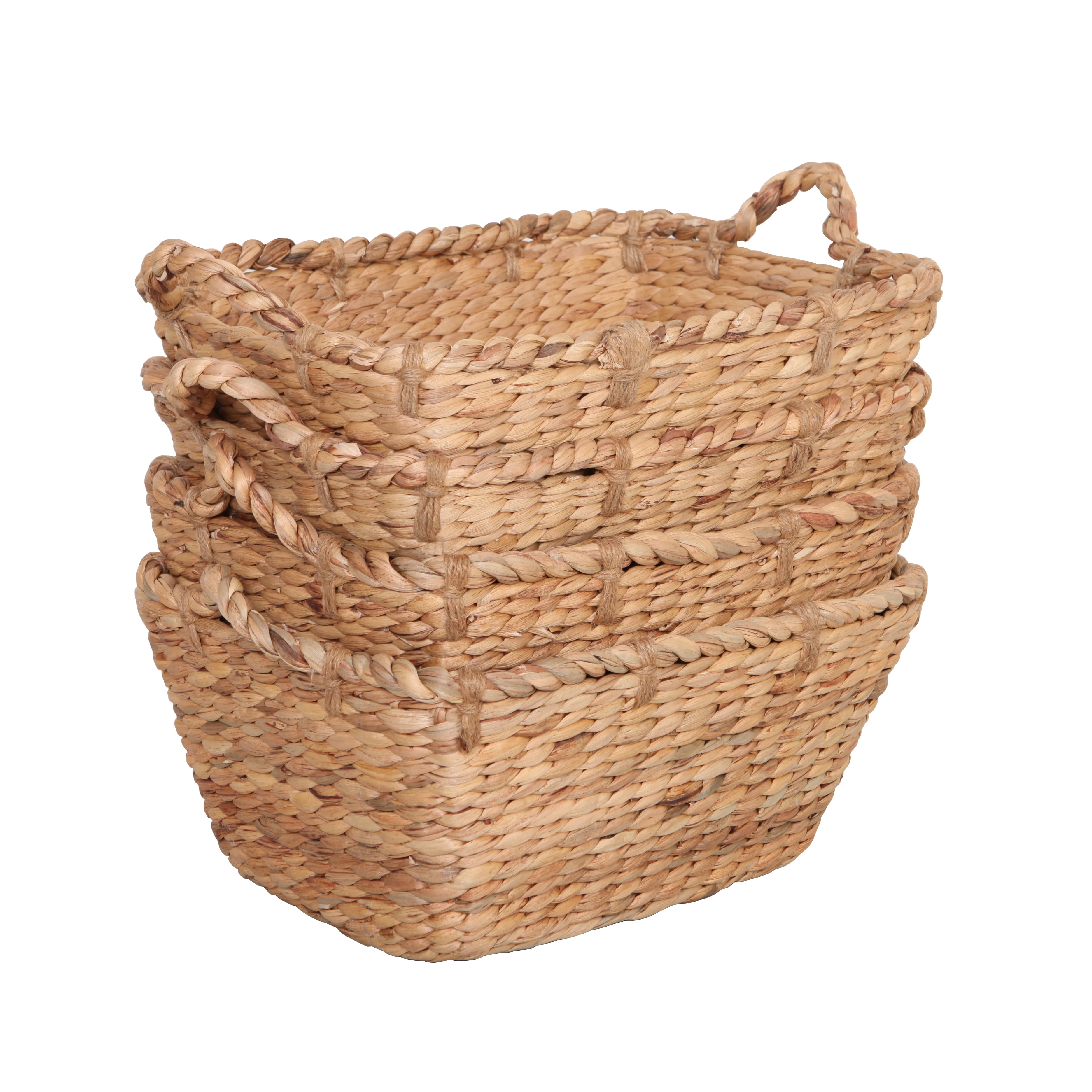 Better Homes & Gardens Tapered Rectangular Water Hyacinth Basket, Set of 4