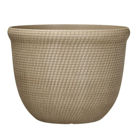 Better Homes & Gardens Tatum 100% Recycled Resin Planter, Khaki Chino, 15.8in x 15.8in x 12in