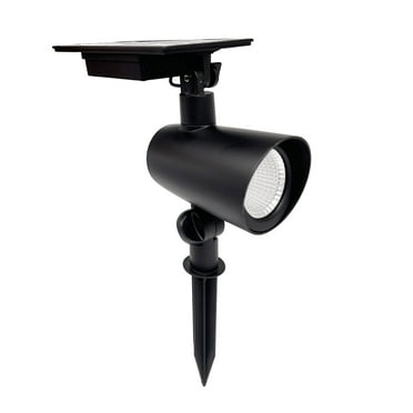 Better Homes & Gardens Taylor Solar Black Cast Metal Color Lock LED Landscape Spotlight, 150 Lumens