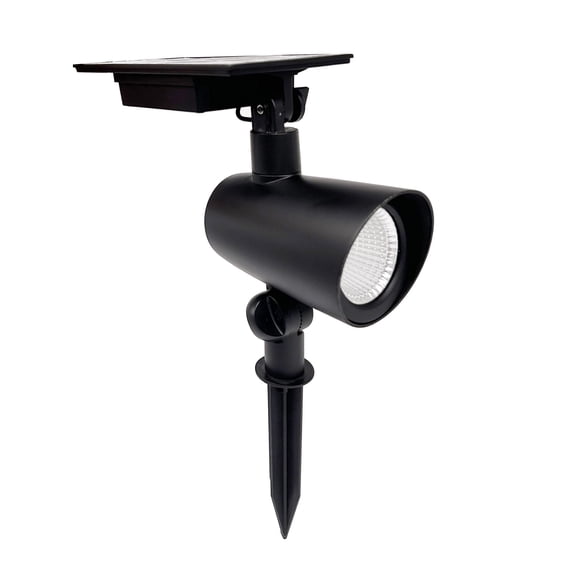 Better Homes & Gardens Taylor Solar Powered Black Cast Metal Color Changing LED Landscape Spotlight, 150 Lumens