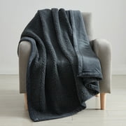Better Homes & Gardens Teddy Faux Fur Throw Blanket, Gray , Standard Throw