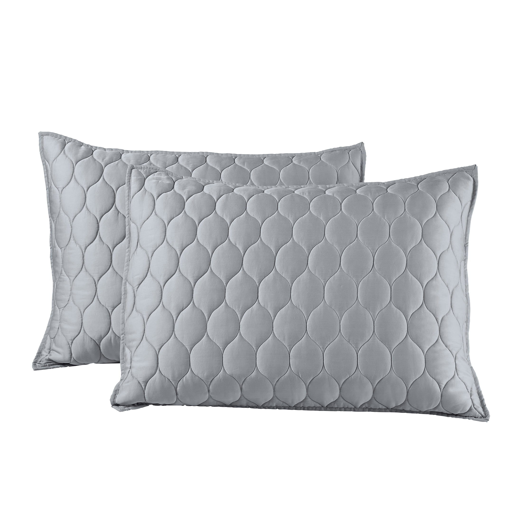 Better Homes & Gardens Tencel Quilted Pillow Shams, King, Silver Grey, 2 Pack