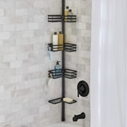 Better Homes & Gardens Tension Pole Shower Caddy, 3-Tier, Rust-Resistant, 5 to 9 ft, Matte Black