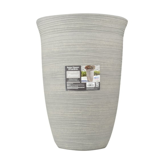 Better Homes & Gardens Terrence 15 Inch Resin Vase, Cement