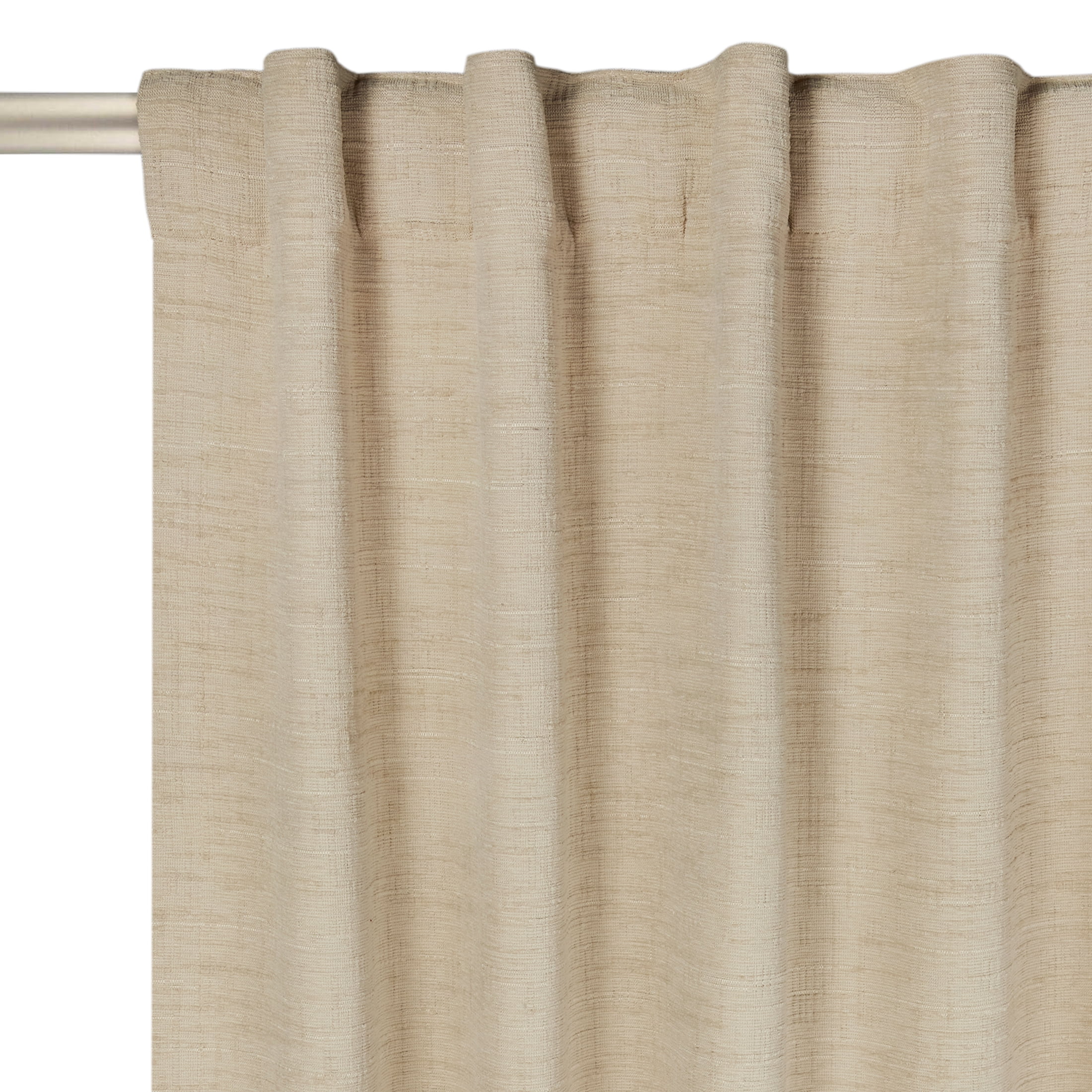 Better Homes & Gardens Textured Solid Chenille Blackout Single Curtain Panel, Beige, 50"W x 63"L