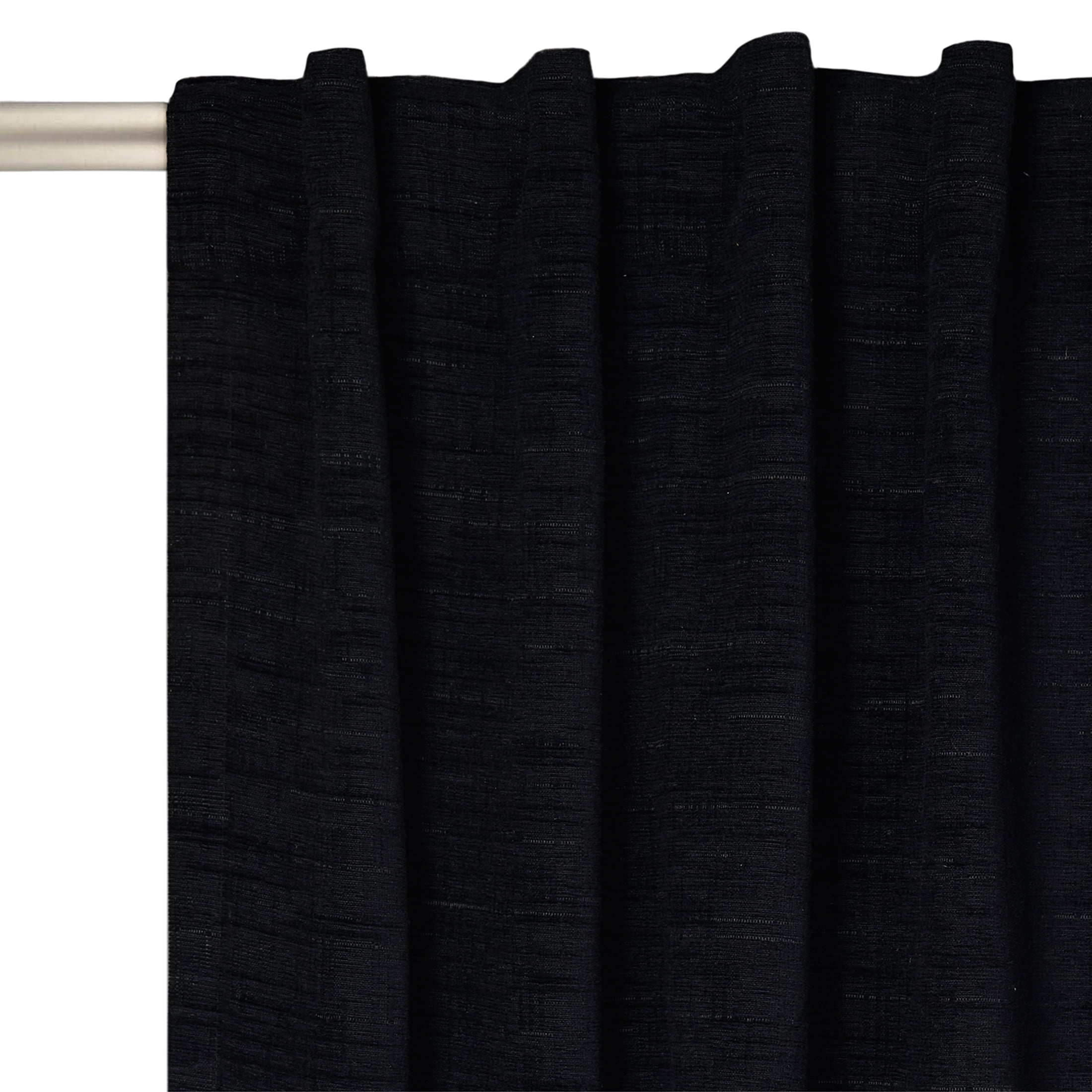 Better Homes & Gardens Textured Solid Chenille Blackout Single Curtain Panel, Black, 50"W x 95"L