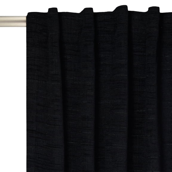 Better Homes & Gardens Textured Solid Chenille Blackout Single Curtain Panel, Black, 50"W x 95"L