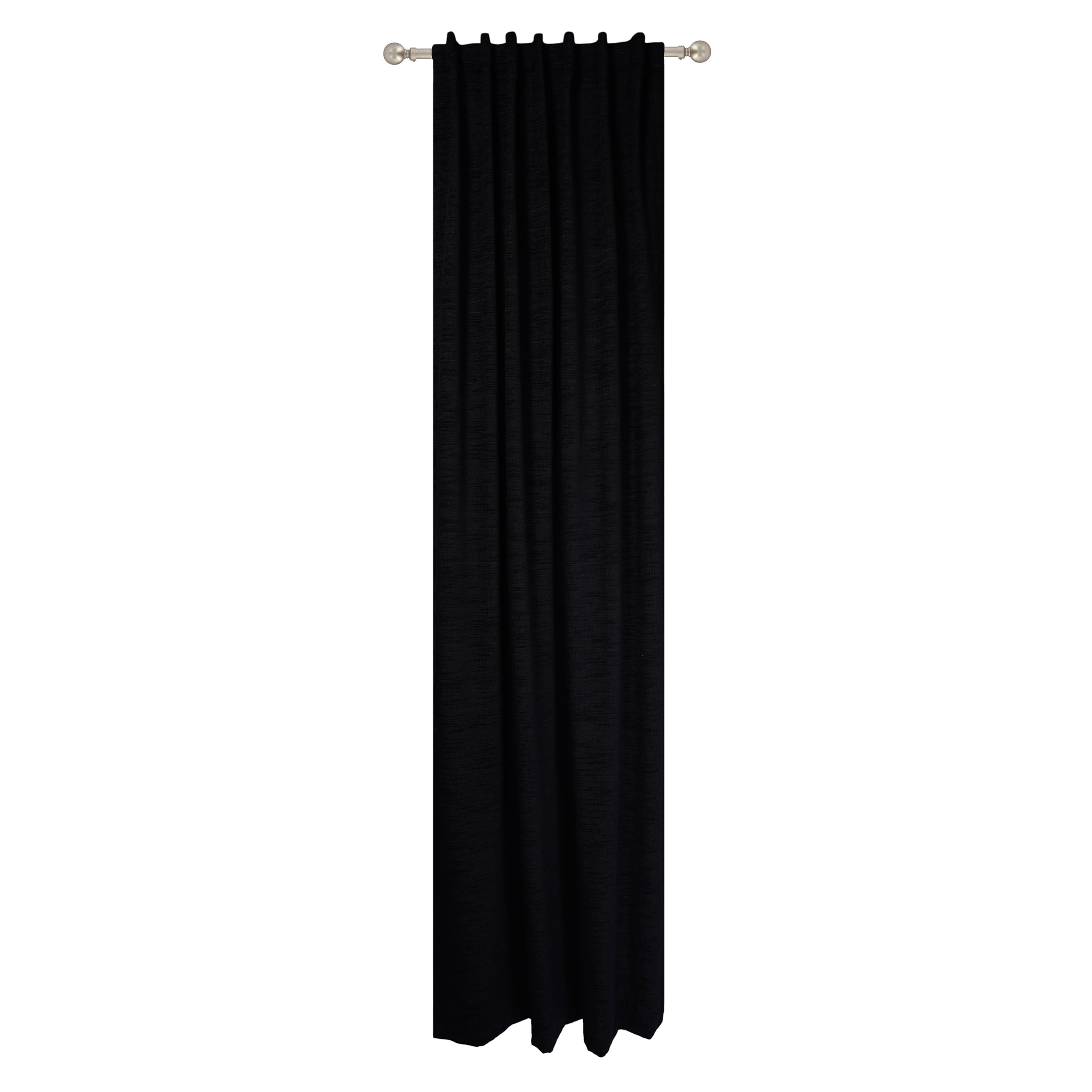 Better Homes & Gardens Textured Chenille Light-Filtering Single Curtain Panel, Rich Black, 50 in x 108 in