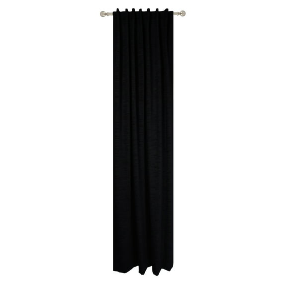 Better Homes & Gardens Textured Solid Chenille Light Filtering Single Curtain Panel, Black, 50"W x 108"L