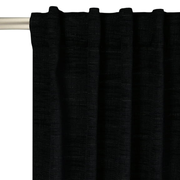 Better Homes & Gardens Textured Solid Chenille Light Filtering Single Curtain Panel, Black, 50"W x 84"L