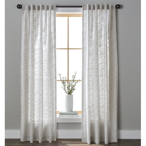 Better Homes & Gardens Textured Stripe Curtain Panel, 1-Piece, Taupe Splash, 54" W x 63" L