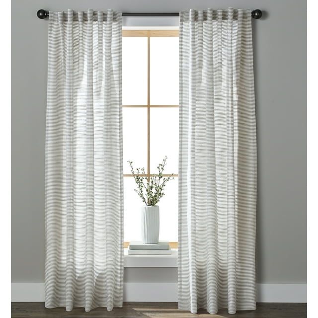 Better Homes & Gardens Textured Stripe Curtain (Single Curtain), 54x95 ...