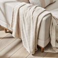 thumbnail image 1 of Better Homes & Gardens Textured Velvet Plush Soft Fleece Throw Blanket, Oversized, Papyrus Beige, 1 of 8