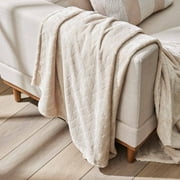 Better Homes & Gardens Textured Velvet Plush Throw Blanket, Oversized, Papyrus Beige