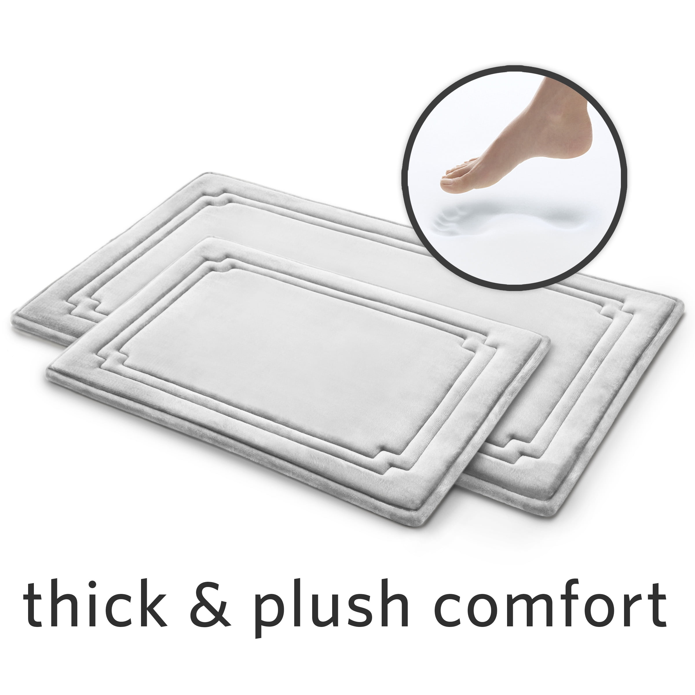 Better Homes & Gardens Thick & Plush 2-Piece Bath Rug Set, Light Grey, Charcoal Infused Memory Foam - Walmart.com