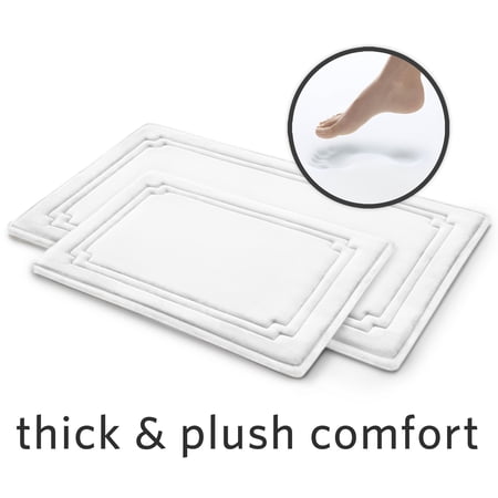 Better Homes & Gardens Thick & Plush 2-Piece Bath Rug Set, White, Charcoal Infused Memory Foam